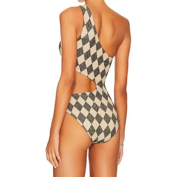 New! BEACH RIOT Celine One-Piece harlequin diamond pattern 27699 - Picture 4 of 12